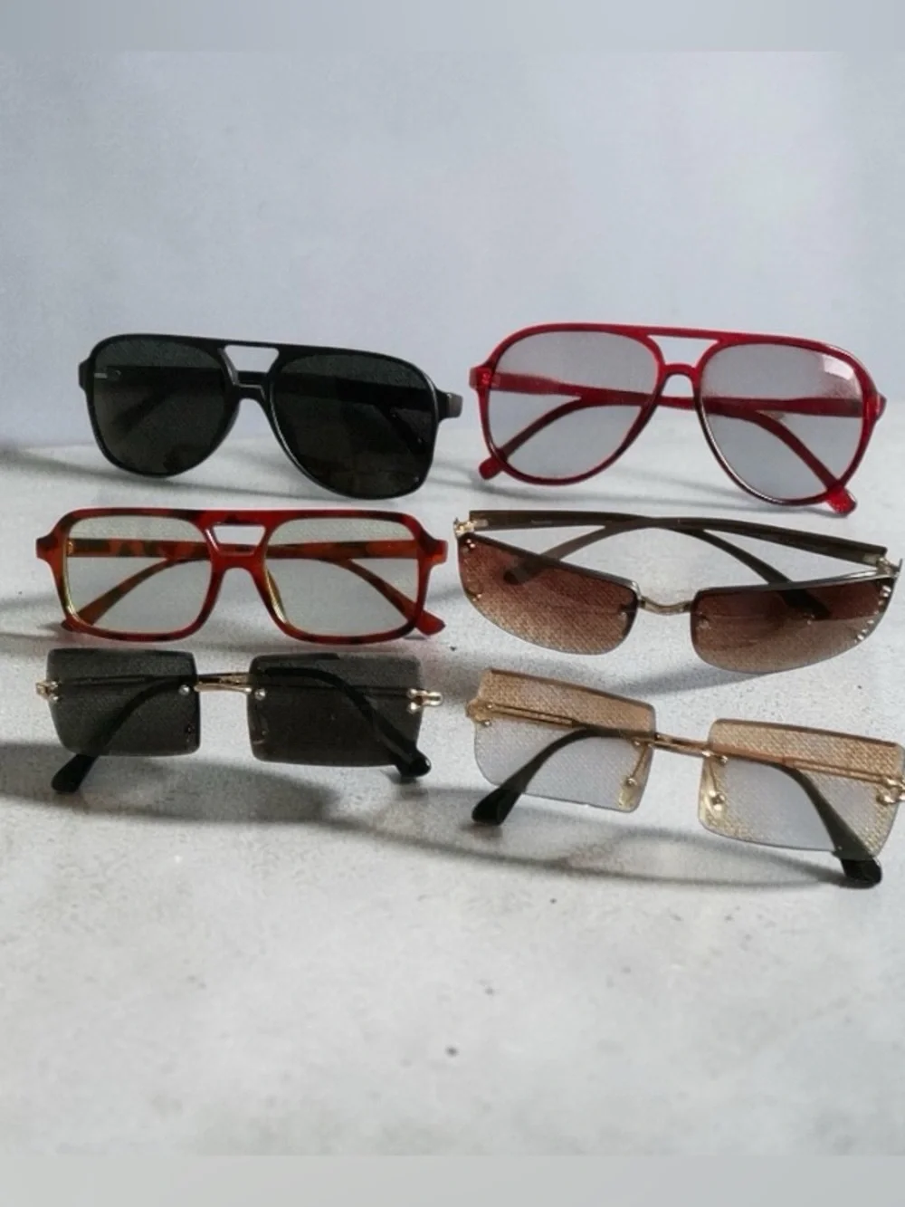 🆕 Bundle of 6 Fashion Sunglasses – Mixed Styles | Oversized, Rimless & Aviator